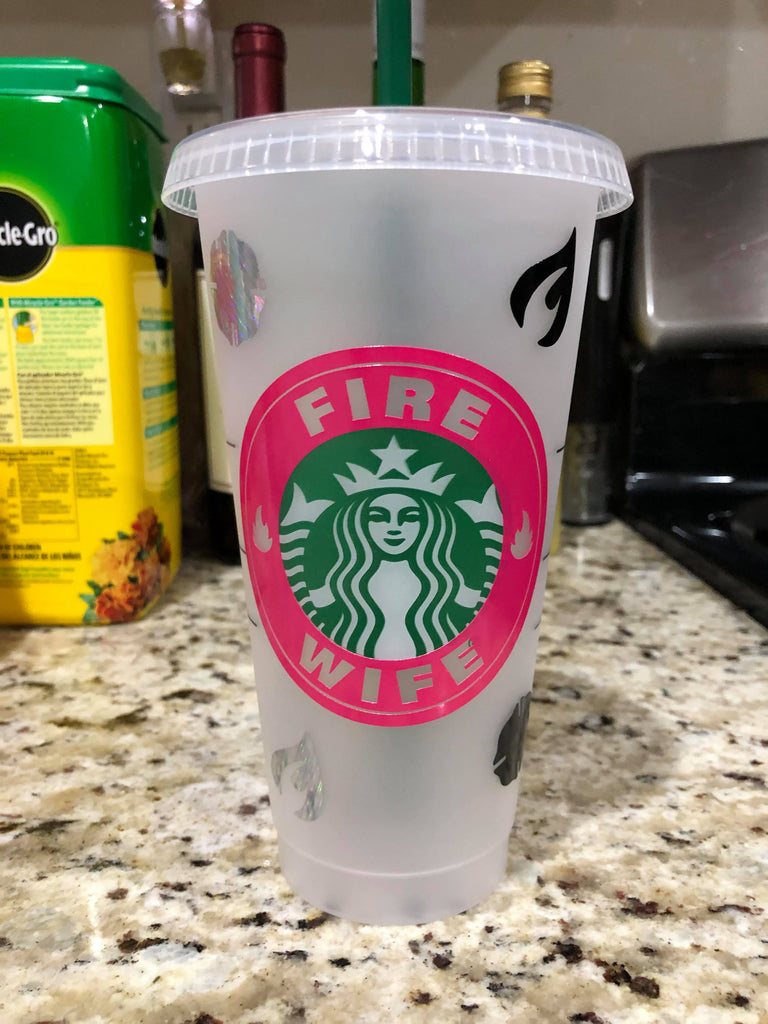 Customized Fire Wife Starbucks Reusable Venti Cup