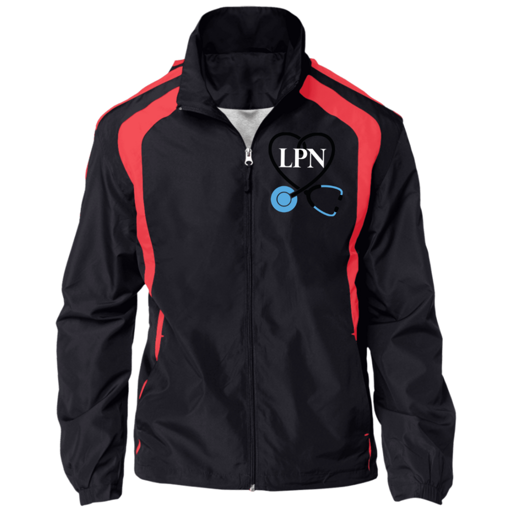 LPN Nurse Black Stethoscope Embroidered Jersey-Lined Jacket