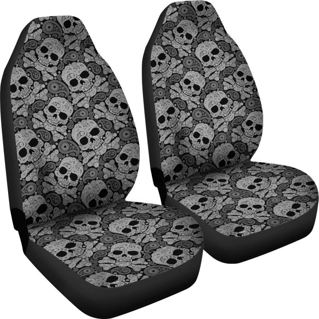 Black & White Poisonous Skull Car Seat Covers Set