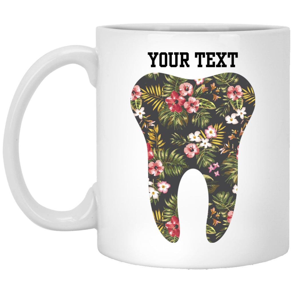 Drinkware - Personalized Floral Tooth Mug 11oz