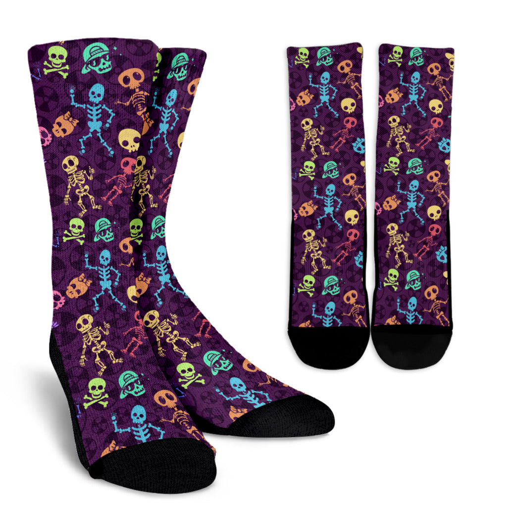 Colorful Skulls Crew Socks