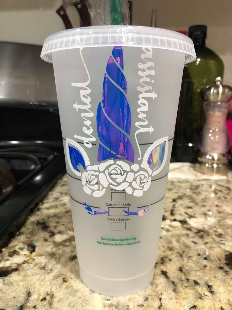 Customized Dental Assistant Unicorn Starbucks Reusable Venti Cup