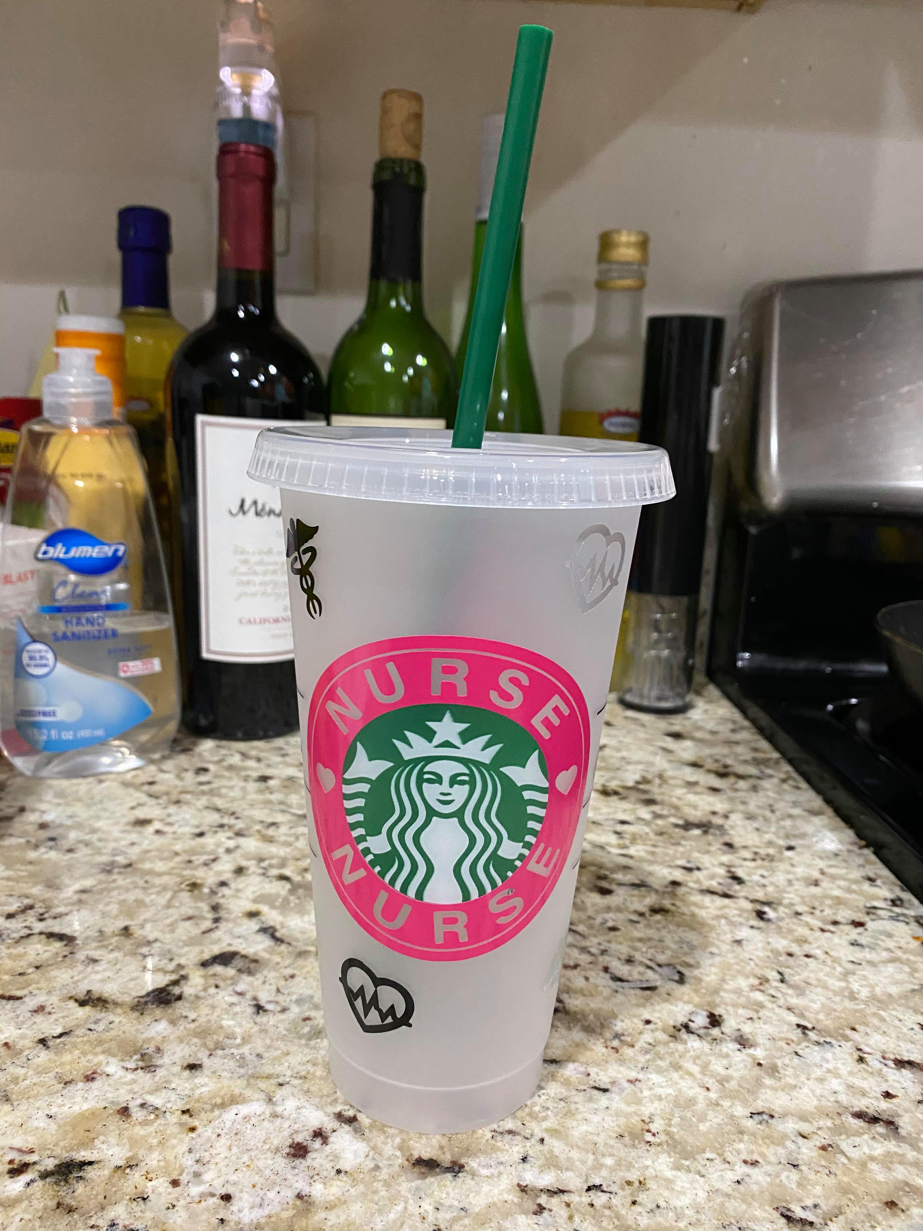 Donald Duck Nurse/doctor Scrubs Reusable Starbucks Cold Cup 