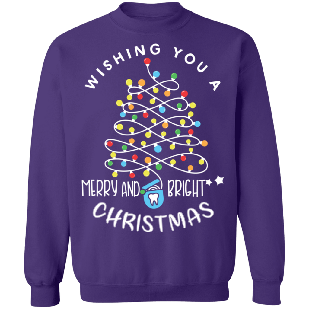 Wishing You A Merry and Bright Christmas Ugly Christmas Crewneck Pullover Sweatshirt
