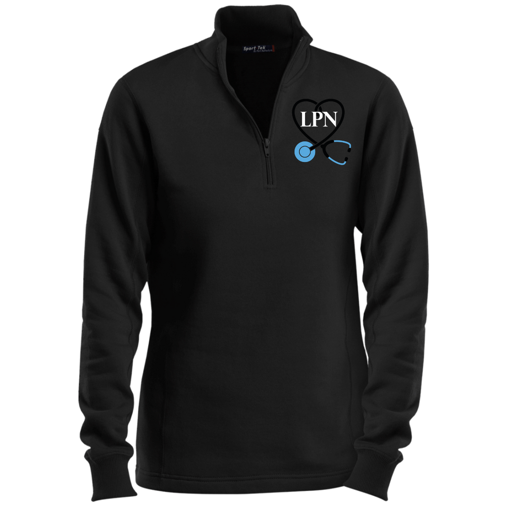 LPN Black Stethoscope Embroidered Ladies' 1/4 Zip Sweatshirt