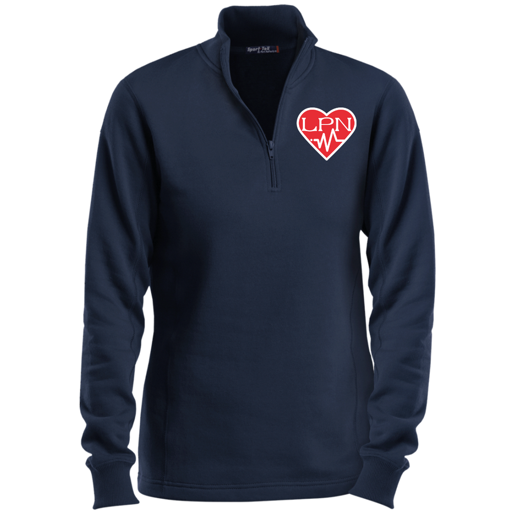 LPN Heart Embroidered Ladies' 1/4 Zip Sweatshirt