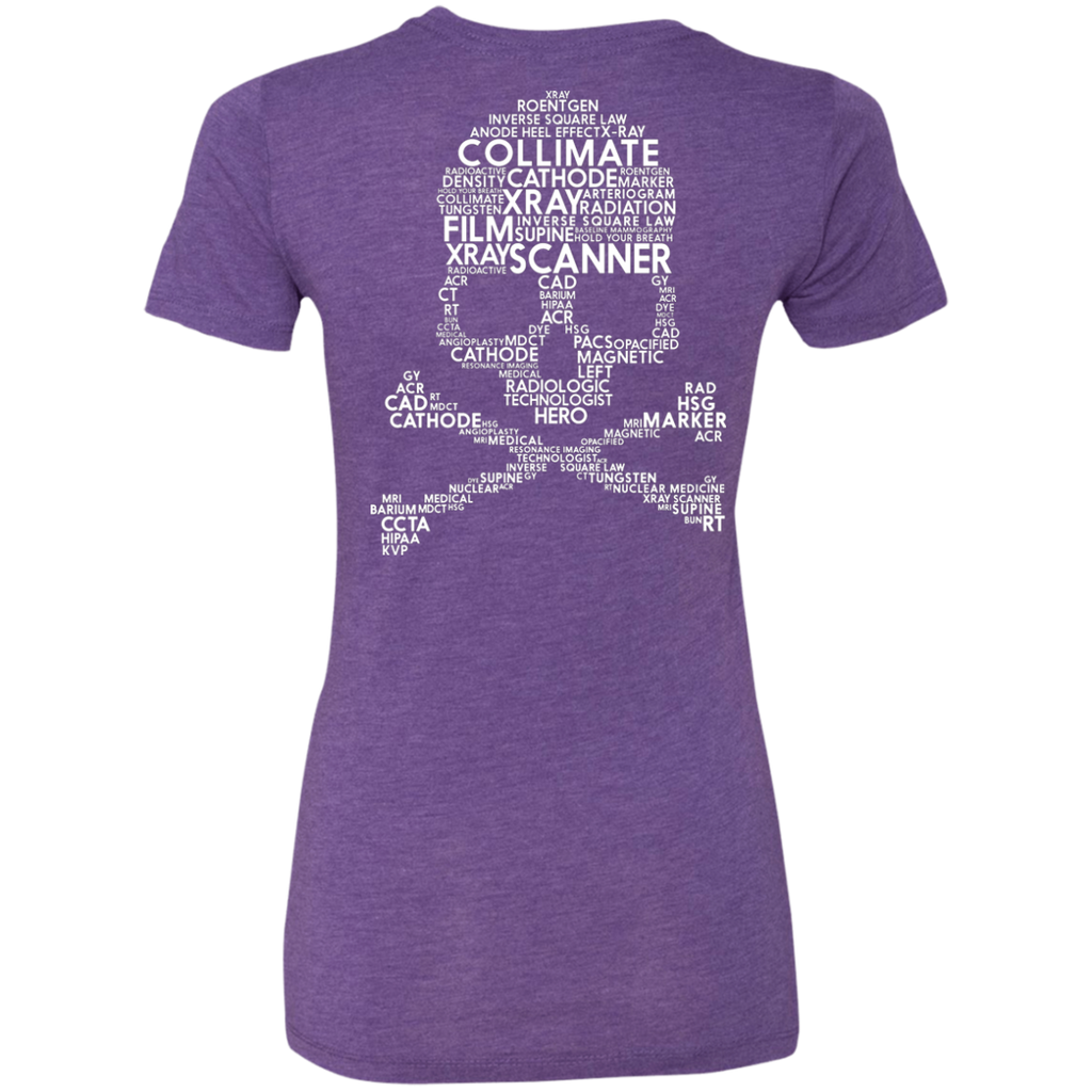Radiology Terms Skull Ladies' Triblend T-Shirt (Back Only)