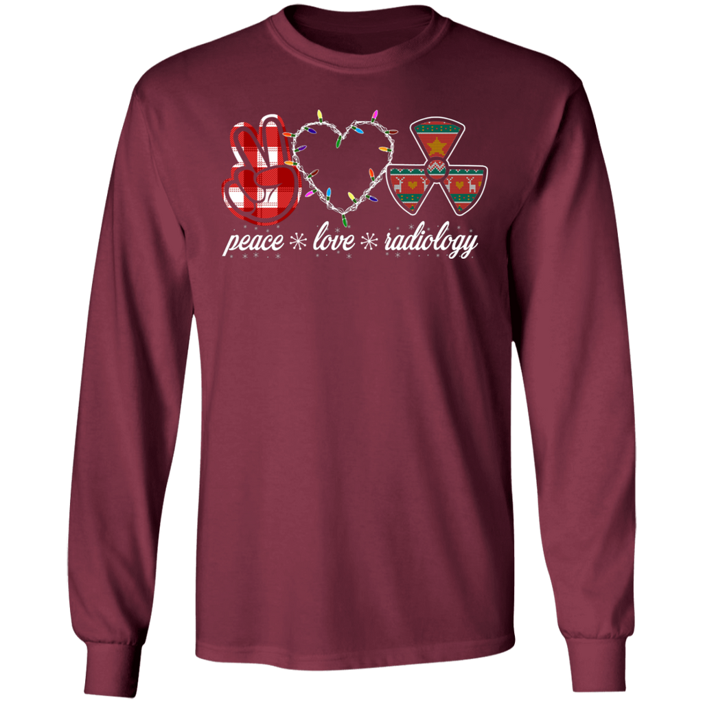Peace Love Radiology Christmas Long Sleeve Ultra Cotton T-Shirt