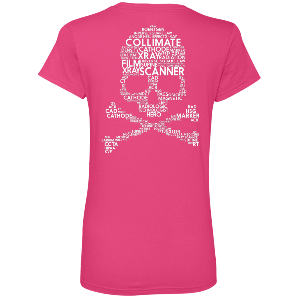 Radiology Terms Skull 88VL Anvil Ladies' V-Neck T-Shirt (Back Only)