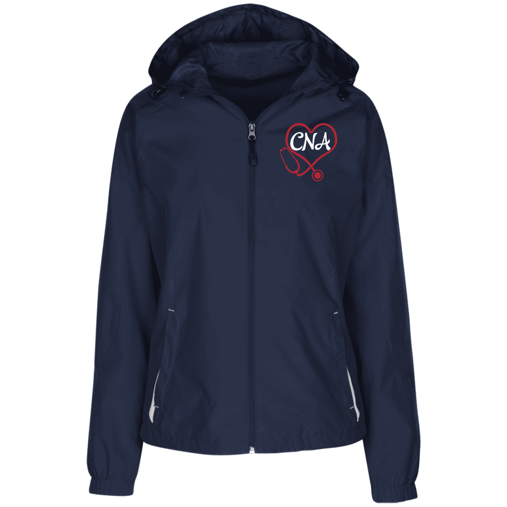 CNA Red Stethoscope Ladies' Jersey-Lined Hooded Windbreaker
