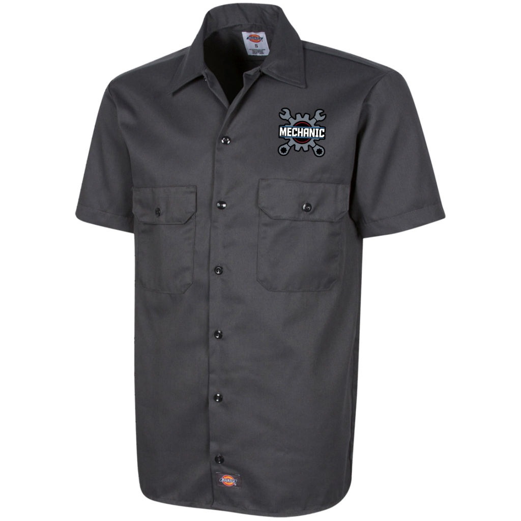 Mechanic Wrench Embroidered Men's Short Sleeve Work Shirt (Dickie's Brand)