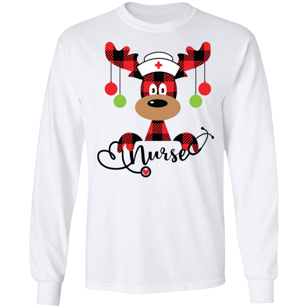 Nurse  Reindeer Christmas Long Sleeve Ultra Cotton T-Shirt
