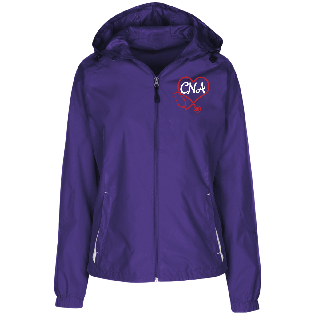 CNA Red Stethoscope Ladies' Jersey-Lined Hooded Windbreaker