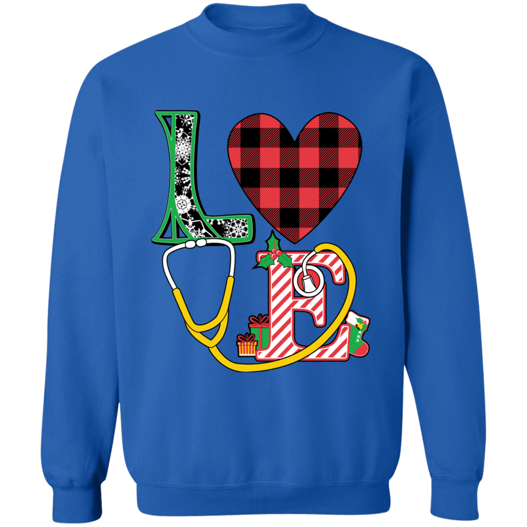 LOVE Nurse Ugly Christmas Crewneck Pullover Sweatshirt