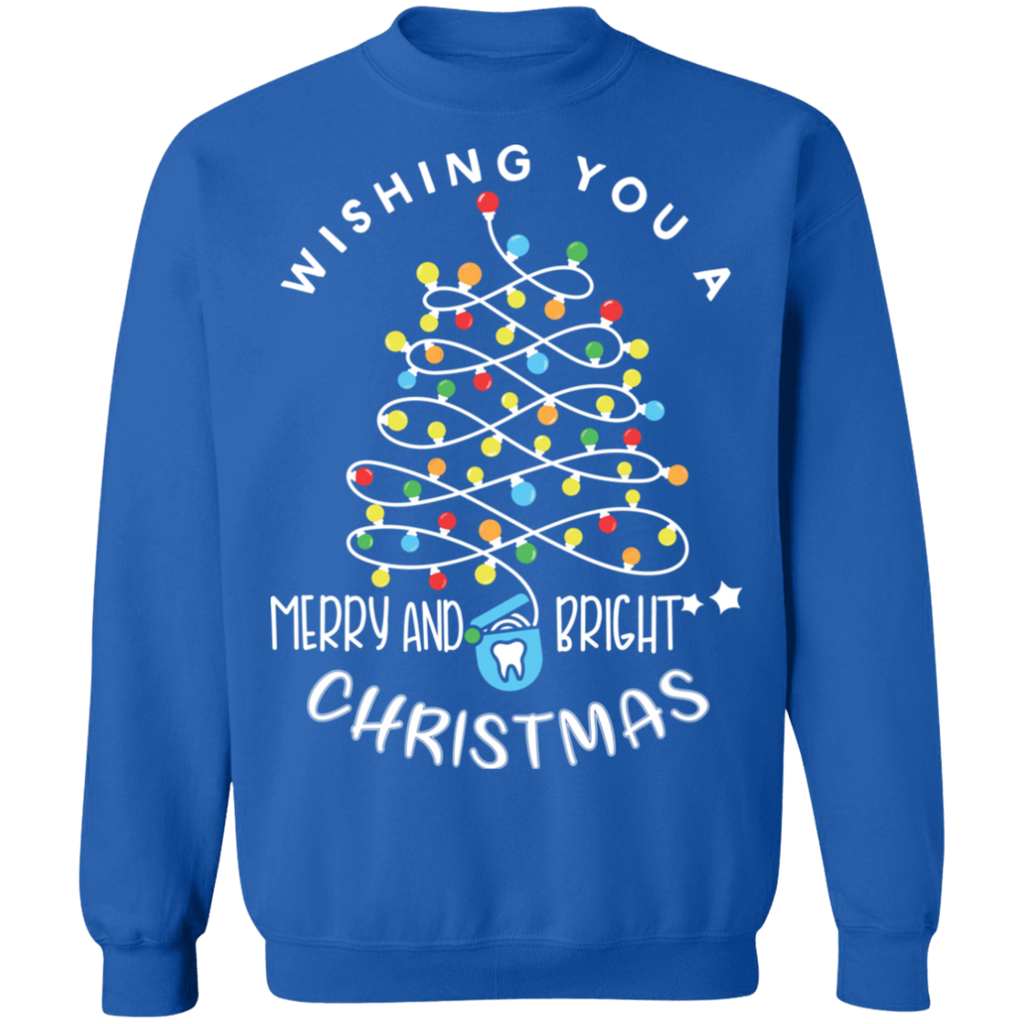 Wishing You A Merry and Bright Christmas Ugly Christmas Crewneck Pullover Sweatshirt