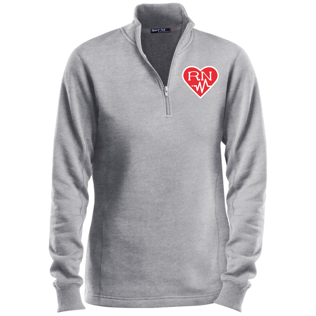 Registered Nurse RN Heart Embroidered Ladies' 1/4 Zip Sweatshirt