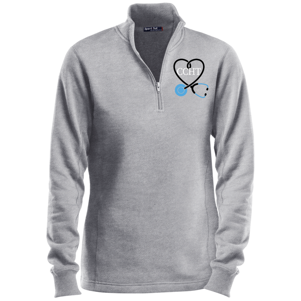 CCHT Nurse Black and Blue Stethoscope Embroidered Ladies' 1/4 Zip Sweatshirt