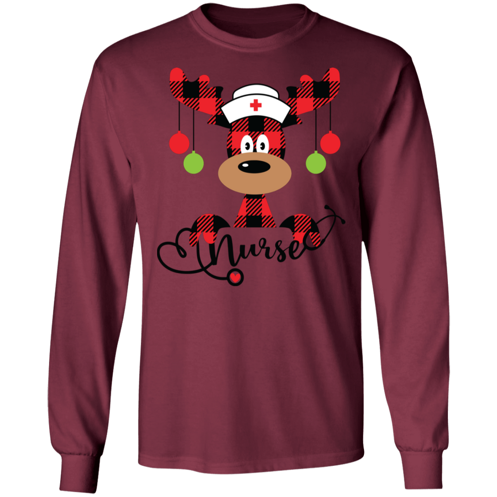 Nurse  Reindeer Christmas Long Sleeve Ultra Cotton T-Shirt