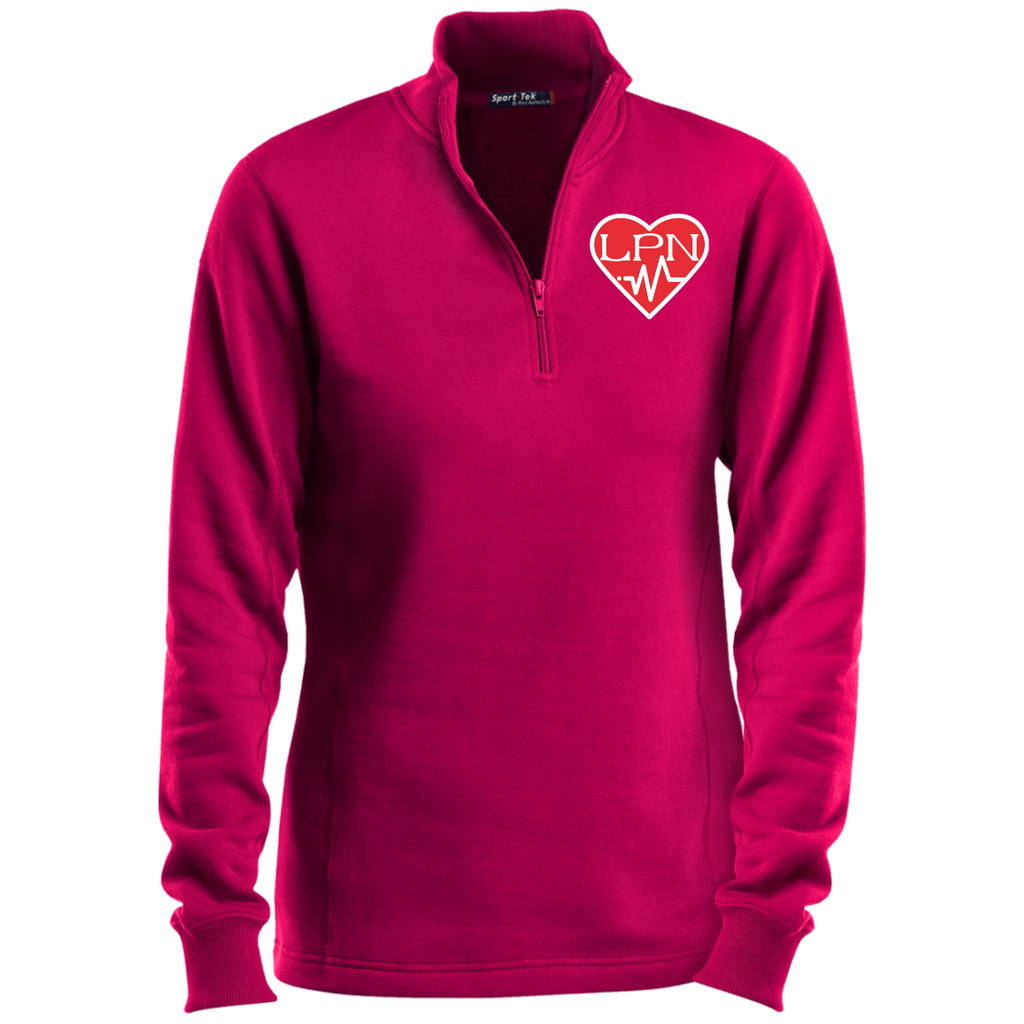 LPN Heart Embroidered Ladies' 1/4 Zip Sweatshirt