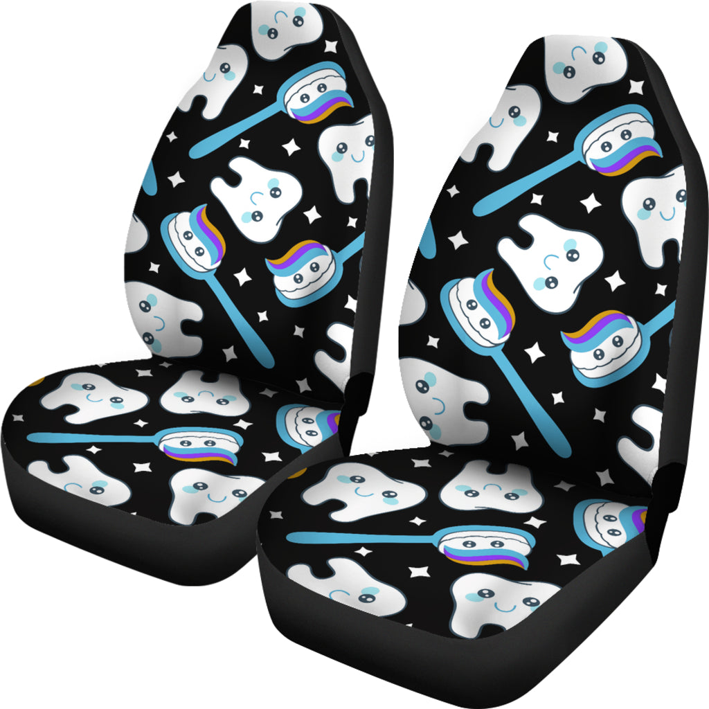 White Tooth and Brush Car Seat Covers