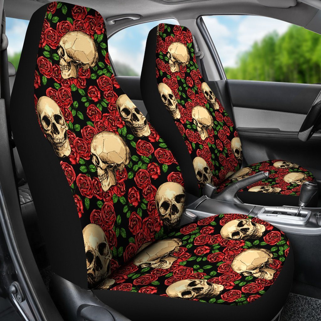 Rose Skulls Car Seat Covers Set